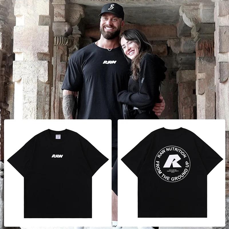 2025 High-quality New Gym Fitness T-shirt Loose Oversized Cotton Men's Short Sleeved Fitness T-shirt Summer Training Jogging Top