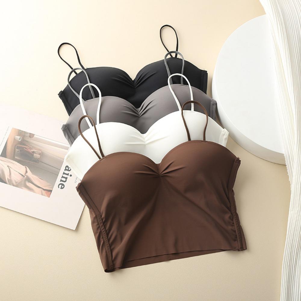 Ice Silk бесшовные сборки без стального кольца тонкие подтяжки нижнее белье женские фиксированные цельные чашки нескользящие удобные задние трубчатые топы для женщин