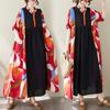 2025 Летнее платье больших размеров Свободное женское повседневное длинное винтажное платье Цветочное модное базовое платье с коротким рукавом