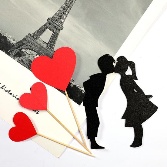3 Set Cake Topper Love Heart DIY Exquisite Workmanship Sweet Lovers Cupcake Topper