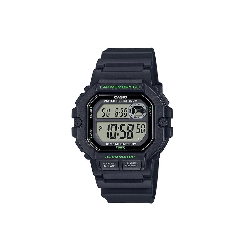 Casio Модные водонепроницаемые кварцевые часы с ремешком из смолы японско-корейские унисекс черный циферблат WS-1400H-1A
