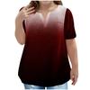 Children's Plus-size T-shirt Gradient Casual Fashion V-neck Short-sleeved Pocket Top