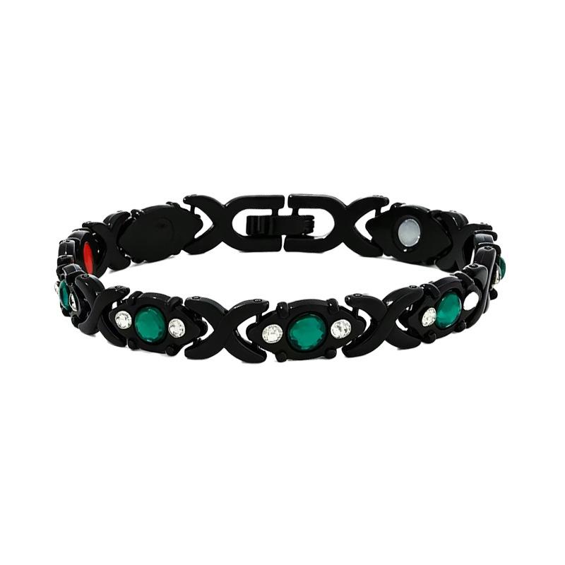Ladies Detachable Energy Magnetic Bracelet Eco Friendly Rhinestone Adjustable Bangle