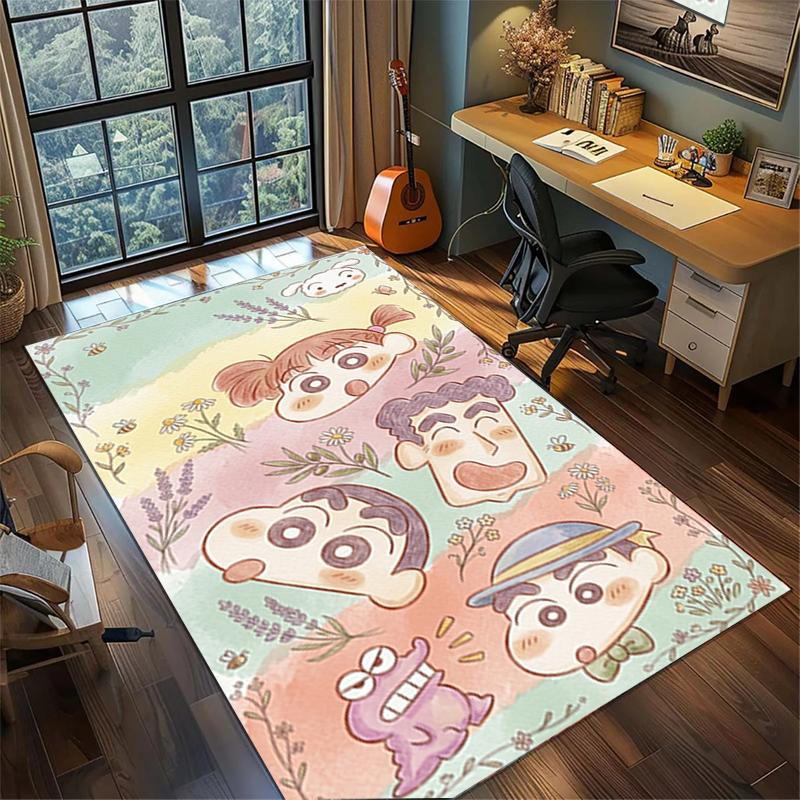 Crayon Shin-chan Area Floor Mat Non Slip Washable Large Rug Gamer Room Bedroom Decor
