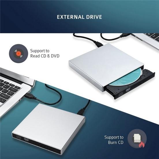 USB 2.0 Slim Writer/Burner/Rewriter/CD ROM External DVD Drive for PC Laptop