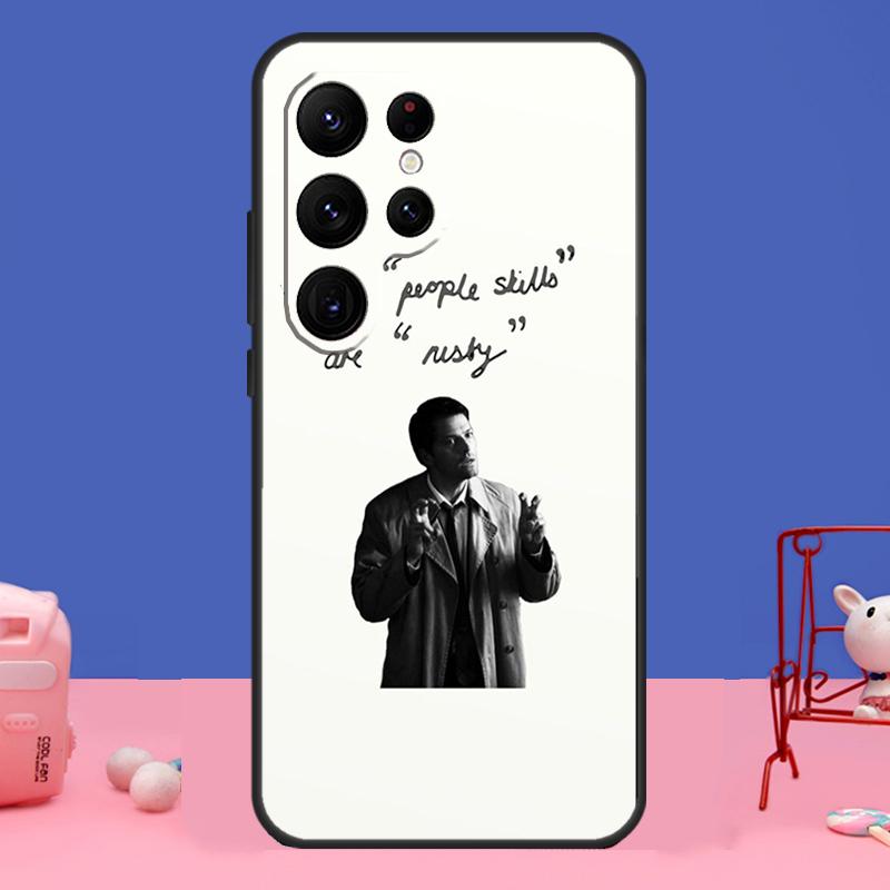Чехол Angel Castiel Supernatural для Samsung Galaxy S23 S24 Ultra S21 S22 Plus Note 20 Note 10 S8 S9 S10 S20 FE
