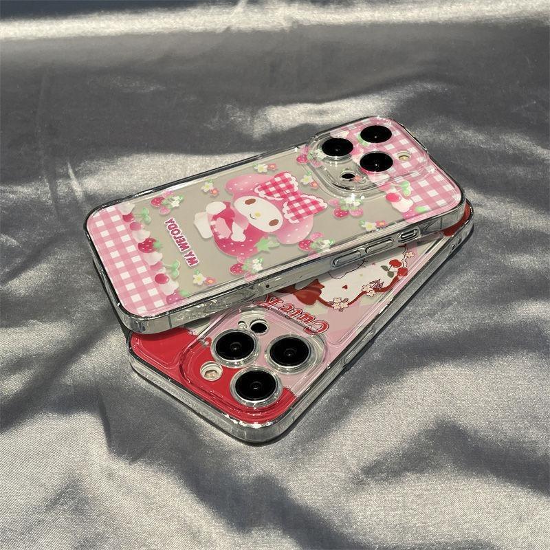 Hello Kitty Grid Apple 14 mobile phone case iPhone15promax12/8SE new 7plus silicone xs