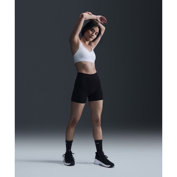 Nike Мягкий регулируемый спортивный бюстгальтер, однотонный, дышащий, с двумя бретелями, женское нижнее белье, белый FD1069-100