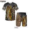Летняя забавная футболка с 3D принтом для ловли карпа, комплект шорт, мужская спортивная одежда, спортивные костюмы с круглым вырезом и коротким рукавом, крутая мужская одежда