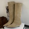 Модные Eilyken Осень Зима Винтажный Дизайн Острый Носок Ботфорты Женские Клиновидные Каблуки Женские Длинные Ботильоны Zapatos De Muje