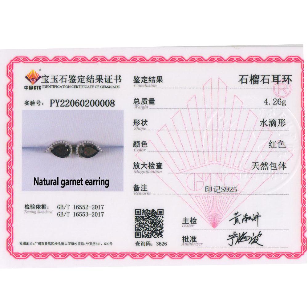 Bolaijewelry Серьги с натуральным мозамбикским гранатом-грушей 7*10 мм, серьги с драгоценными камнями, серебро 925 пробы, модные женские ювелирные украшения