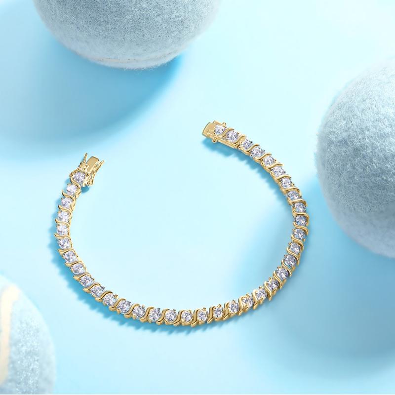 Новые Роскошные Браслеты-Браслеты с Муассанитом 14K Позолота 3,0 мм Муассанит Полностью Алмазный Узор Волна Теннисный Браслет для Женщин Мужчин