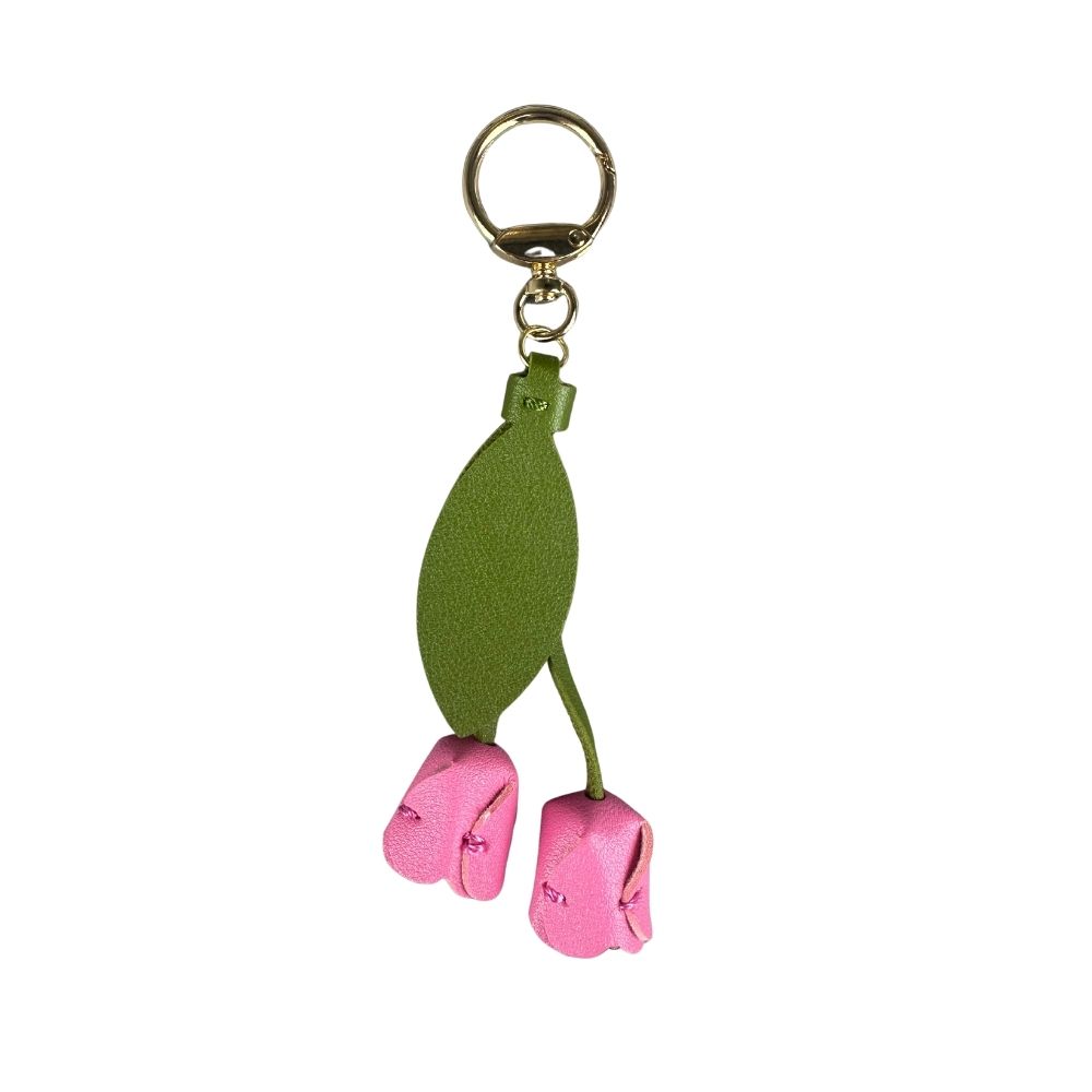 8-Color Soft Leather Tulip Bag Charm– Elegant Hanging Floral Accessory with Metal Ring, Realistic Bloom Design for Backpack