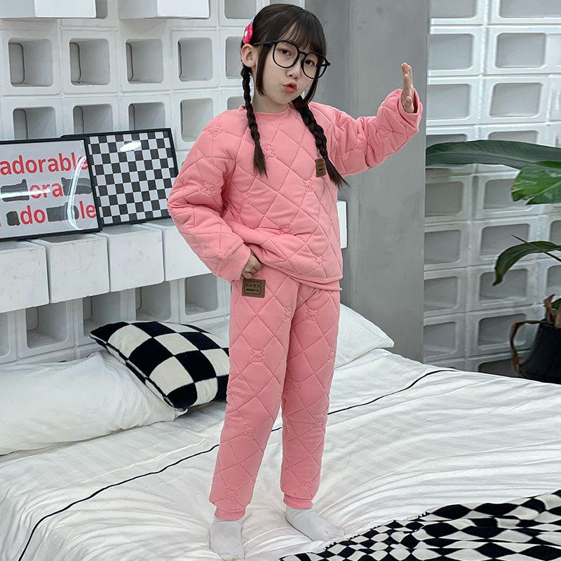 Детский теплый бархатный костюм для мальчиков и девочек, плотное нижнее белье, зимняя одежда