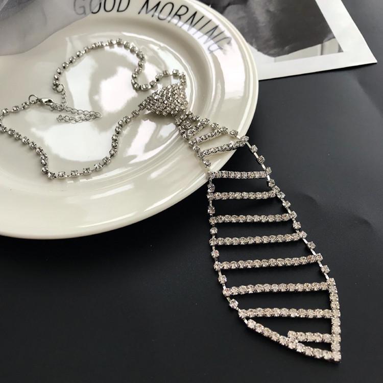 Exaggerated Sexy Necktie Diamond-studded Choker Neckband Long Neckband Short Collarbone Chain