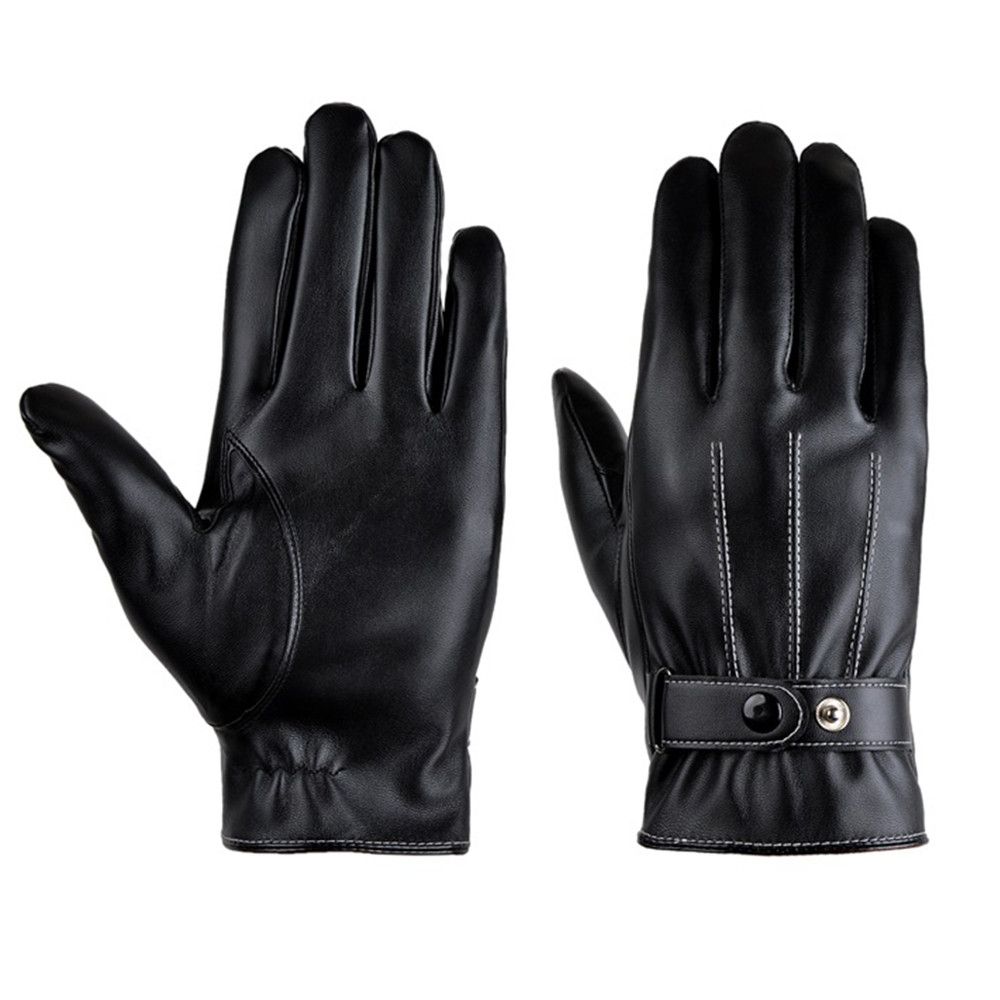 Мужские кожаные перчатки с полной пальцевой защитой, ветрозащитные, с сенсорным экраном, флисовые, термо, для вождения