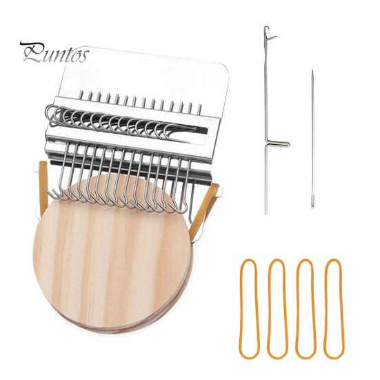 Mini Loom Machine with 10/12/14/21/28/42 Needles Portable Small Manual Darning Loom Wooden DIY Jeans Socks Clothes Mending Weaving Loom Toy