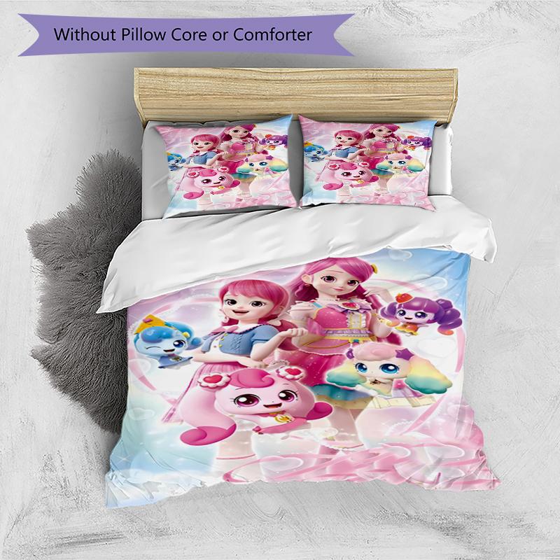 3pcs Magic Sweethear (4) Design Cover Set - HD Printed Bedding with 1 Cover and 2 Pillowcases - Perfect for Home and Dorm Decor