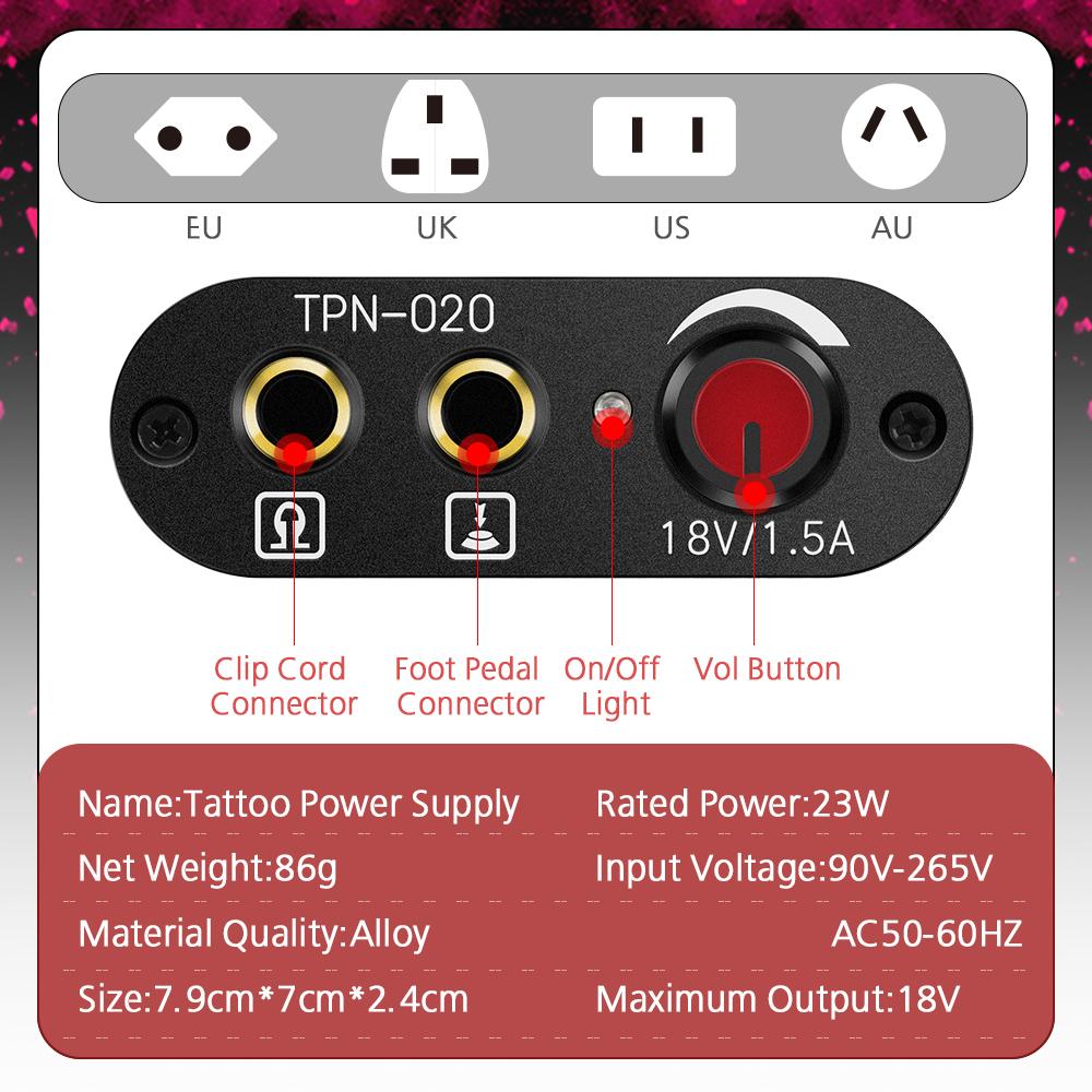 Полный набор татуировок PHOENIXY с источниками питания для тату-машин, полный набор тату-инструментов, набор перманентных чернил для боди-арта, макияжа