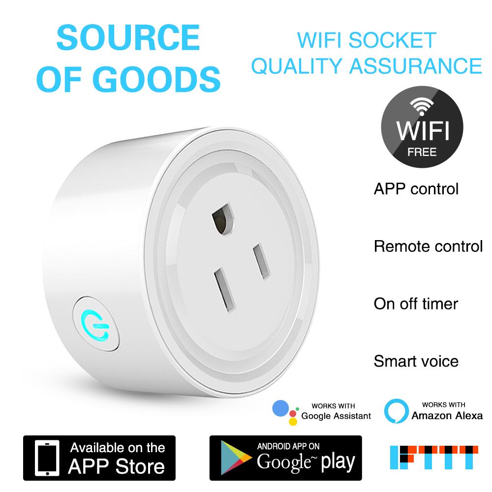 Us Type Tuya Wi-Fi Smart Socket App Control Plug Работает с Google Alexa Voice Timing Функция совместного использования розетки для дома