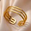Stainless Steel Wide Bangles for Women Luxury Gold Color Chunky Flower Cuff Bangle Bracelet Femme Vintage Wedding Jewelry Gifts
