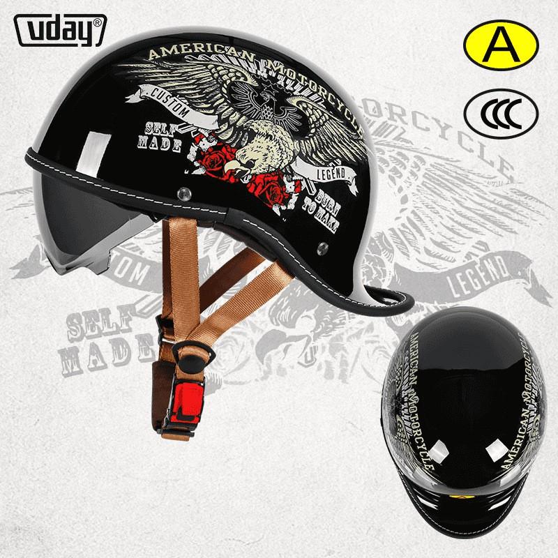 Vintage Motorcycle Half Helmet Retro Scooter Men Women Universal Fit 3C Certified
