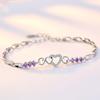 925 Silver Plated Heart Bracelet for Women with Zircon Love Diamond Jewelry Gift Romantic Matching Couple