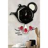 Black Teapot Swinging Wooden Kitchen Wall Clock