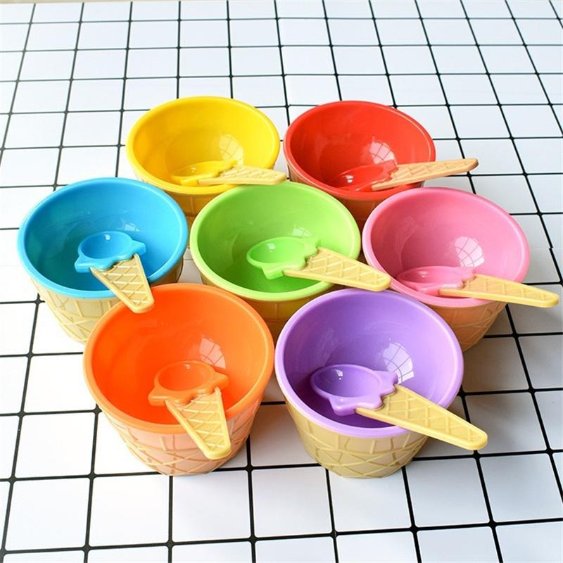 Hot 1pc Ice Cream Mixing Bowl DIY Handmade Slime Resistance Wrestling Hot Cute Ice Cream Plastic Bow