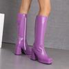 Women's High-heeled Boots Autumn and Winter New Candy-colored Thick-heeled Large-size Medium Boots