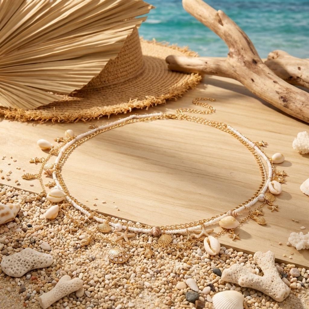Vacation Style Starfish Shell Conch Rice Beads Waist Chain For Women Men Multilayer Beach Star Belly Chain Summer Body Jewelry