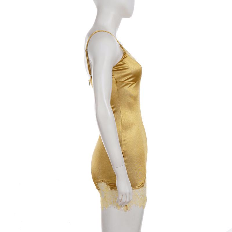Мини-платье bodycon на тонких бретелях, пэчворк из кружева, европейский и американский стиль