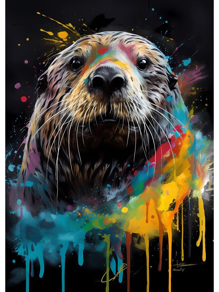 Сурикат Слон Морская Выдра Лев Красочные Животные С Капает Плакат Холст Картина Симпатичные Животные Настенное Искусство Для Комнаты Домашний Декор