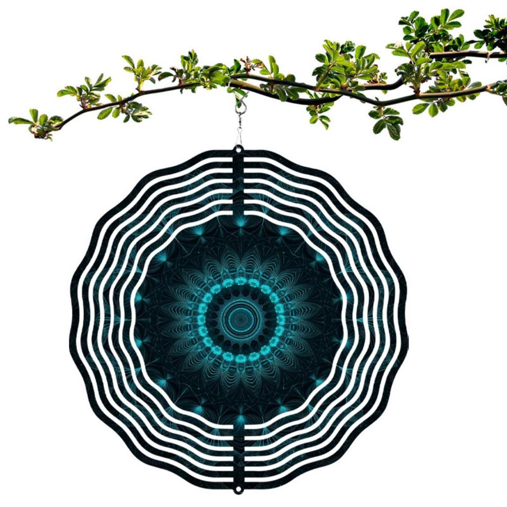 10 Inch Blue White Jewelry Design Metal Wind Spinner 360 Swivel Hook Outdoor Garden Decor for Balcony Patio Spring Summer Fall