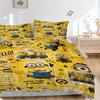 3Pcs Minion Yellow Happiness Bedding Sets For All Sizes New 3D Printed Bed Cover Comforter Duvet Cover Pillowcase Bedroom Decoration
