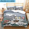 3PCS Cat And Mouse In Flowers 3pcs Bedding,Including 3PCS Duvet Cover And 2pcs Pillowcases Perfect for Christmas,Ideal for Bedroom, Dormitory