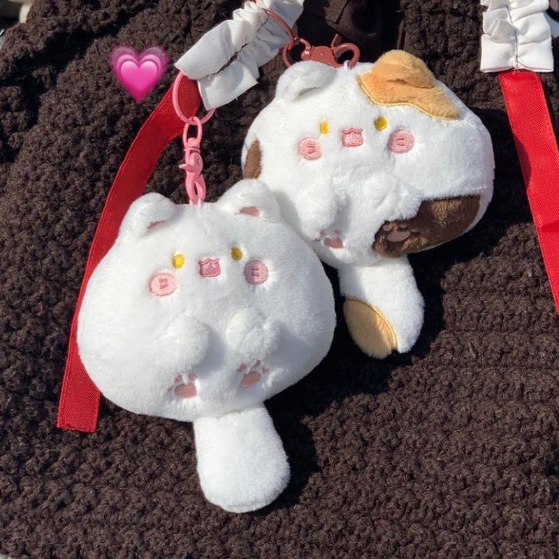 Милый плюшевый кулон, брелок с пищащим котом, кавайный кулон с толстым телом и кошкой, мягкая кукла, брелок для ключей, подвески на рюкзак для девочек, подарок