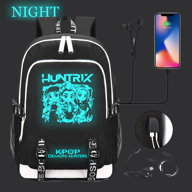 Animation Cartoon Peripheral Casual Luminous Backpack Multi-Function With Usb Schoolbag Large Capacity