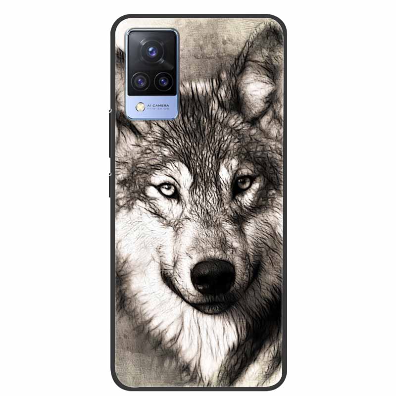 For Vivo S9 V21 V21e Case Black Silicone Back Cover Case For Vivo V21 S9 V21e Phone Cases Cover V 21 e S 9 Funda Coque Cartoon