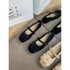 Nana's 2025 French Gentle Flat-bottomed Flower Ballet Single Shoes Women's Retro One-word Buckle Mary Jane Small Leather Shoes