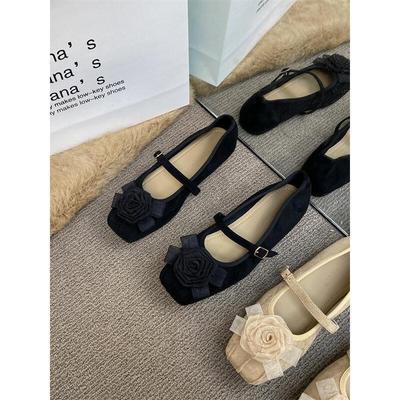 Туфли-балетки Nana's 2025 французские нежные на плоской подошве с цветочным декором женские ретро с ремешком Мэри Джейн из маленькой кожи