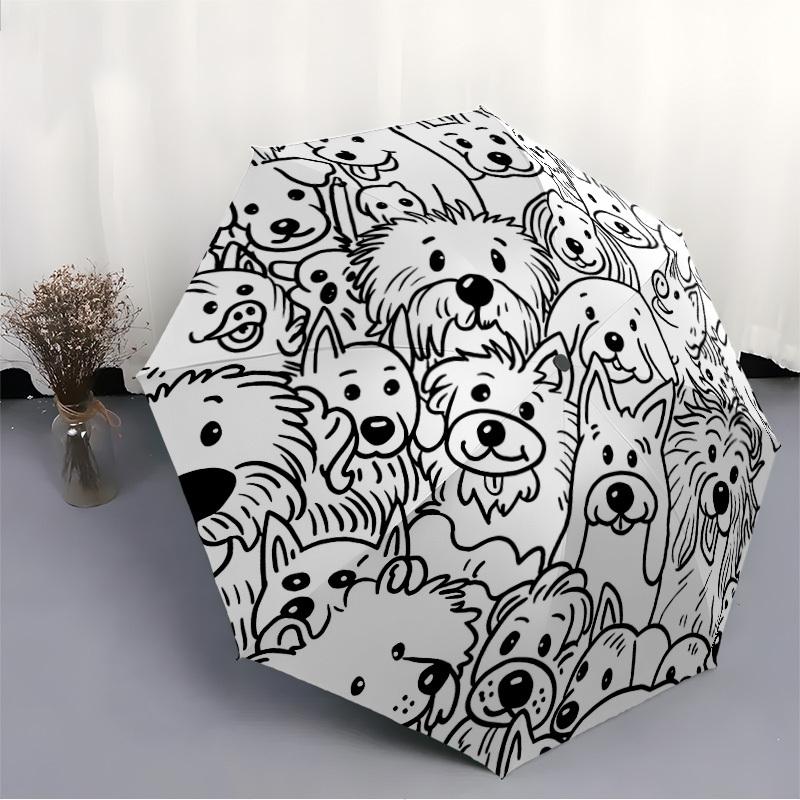 1pc Puppies Dogs Automatic Open/close Umbrella, 8-Rib sturdy structure, Auto Folding/Opening, Portable Travel Umbrella for Women,183