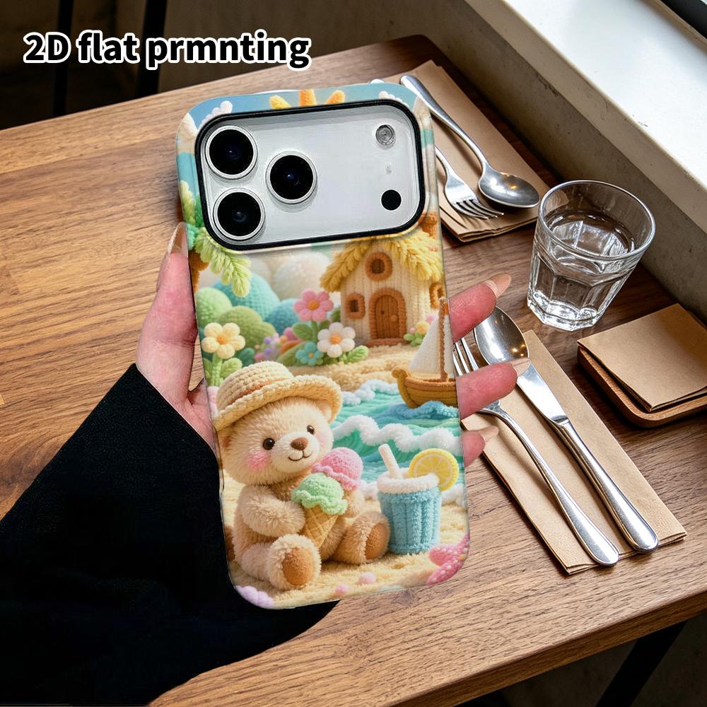 Чехол для телефона: 2D плоский, подходит для защитного чехла iPhone 18, 17, 16, 15, 14, 13, 12Pro, рождественский мишка, идеальный подарок на Рождество и Хэллоуин