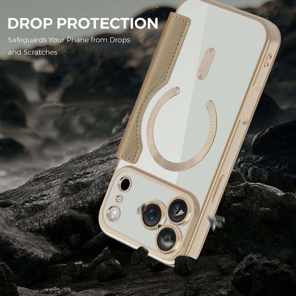 Чехол для iPhone 17 Pro Max, совместимый с MagSafe, с держателем для карт с RFID-блокировкой, кожаная крышка для телефона
