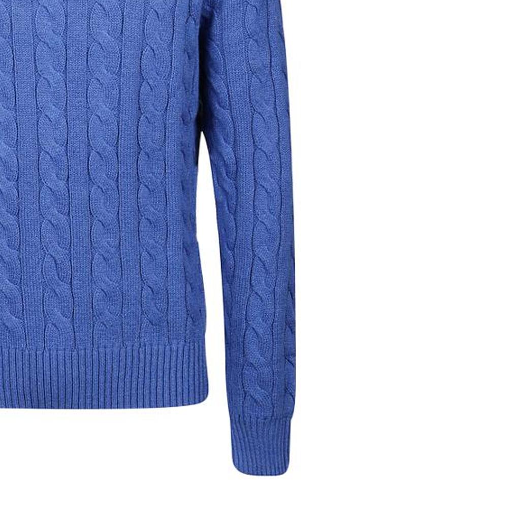 Polo Ralph Lauren Ss22 Свитер мужской с круглым вырезом, кабельной вязки, синий 710775885-030