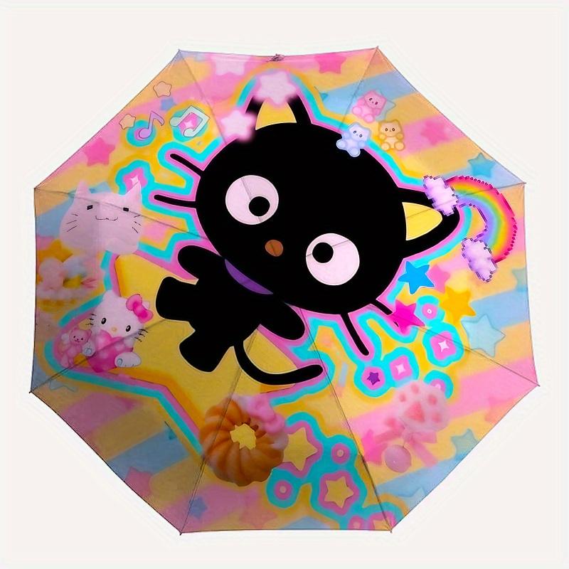 Kawaii, Cat Automatic Open/Close Umbrella-Cute Umbrella with Cute Design, Portable 3-Fold Compact Umbrella for Men & Women, Halloween Christ