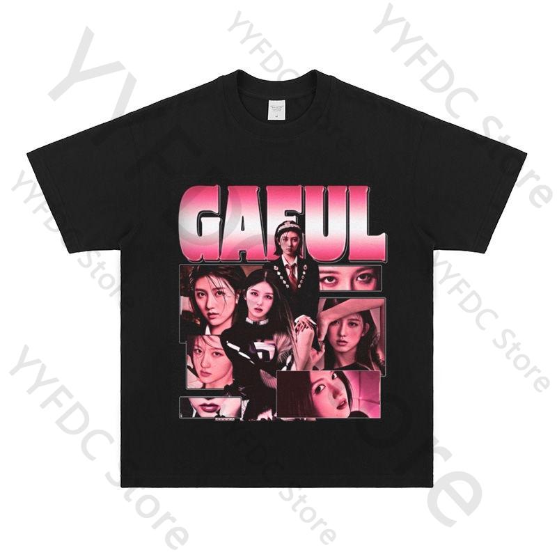 New GAEUL T Shirt Streetwear Retro Trend Y2K Tshirt Women Unisex Summer Cotton Short Sleeve Tee Tops Kpop Fashion Fans Clothes