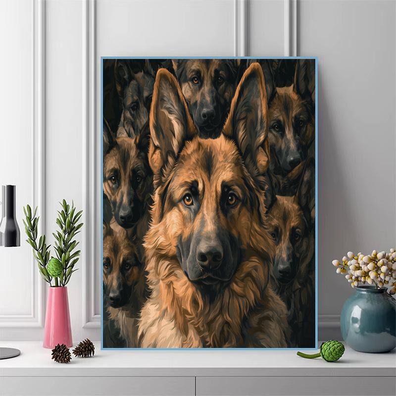 German Shepherd Pattern  3pcs 100% Round Full Drill 5D DIY Diamond Painting Embroidery Cross Stitch Rhinestone Décor