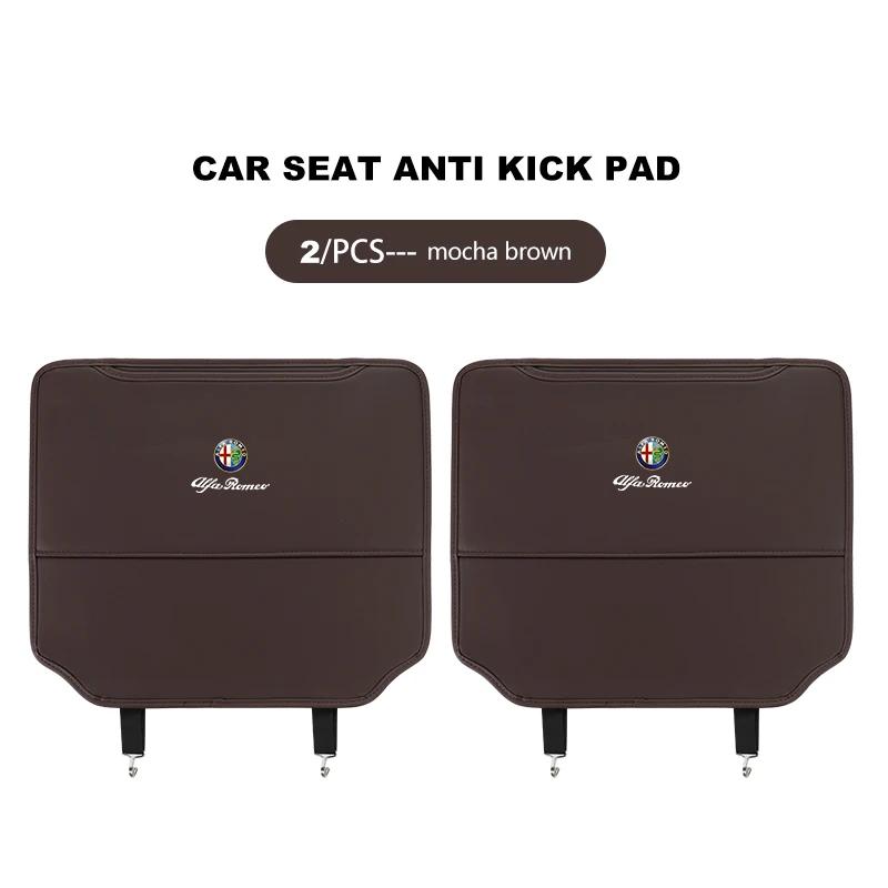 2pcs Leather Car Seat Anti Kick Pad Seat Back Protector Mats For Alfa Romeo Giulia 147 Mito 156 159 166 GT Stelvio Brera VolanteMX1