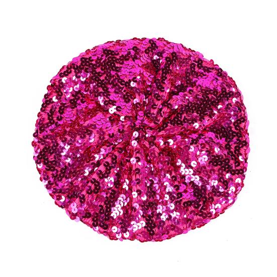 Sequin Beret for Women Sparkling Stage Effect No Brim Flat Top Solid Color Parties Performances Headwear Lady Cap